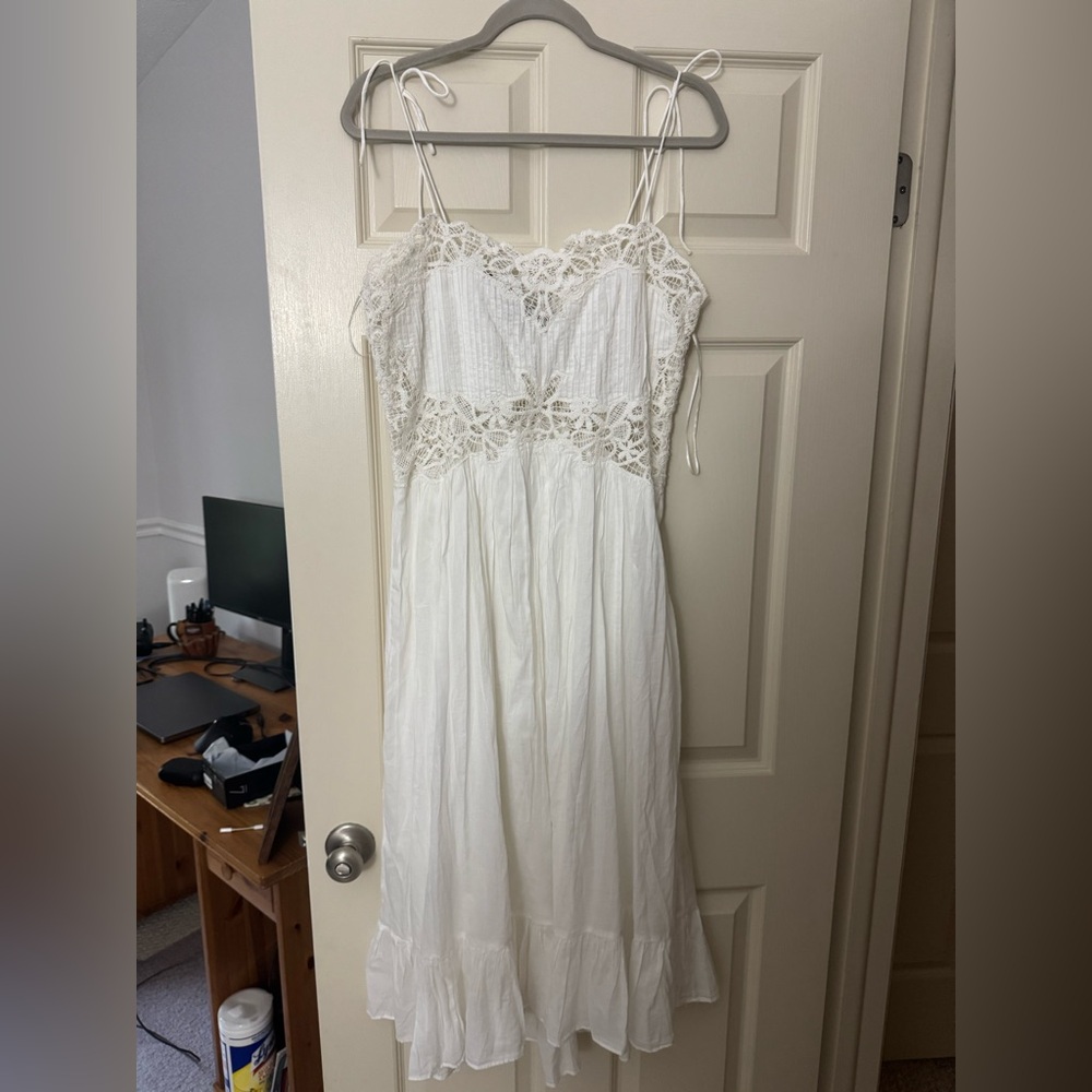 Zara White Lace Spaghetti Strap Dress